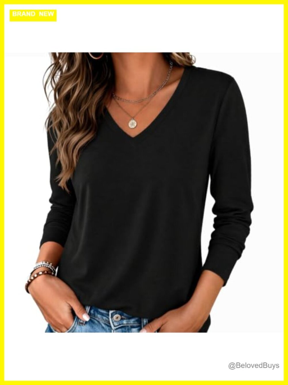 Zeagoo Womens Long Sleeve V Neck Casual T Shirt Fall Layering Top